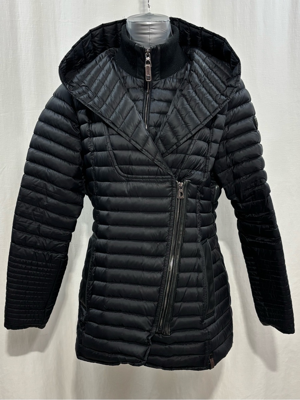 RUDSAK Sana Mid-Length Down Puffer Jacket Asymmetric Zipper with Leather Trim XL - Picture 1 of 9